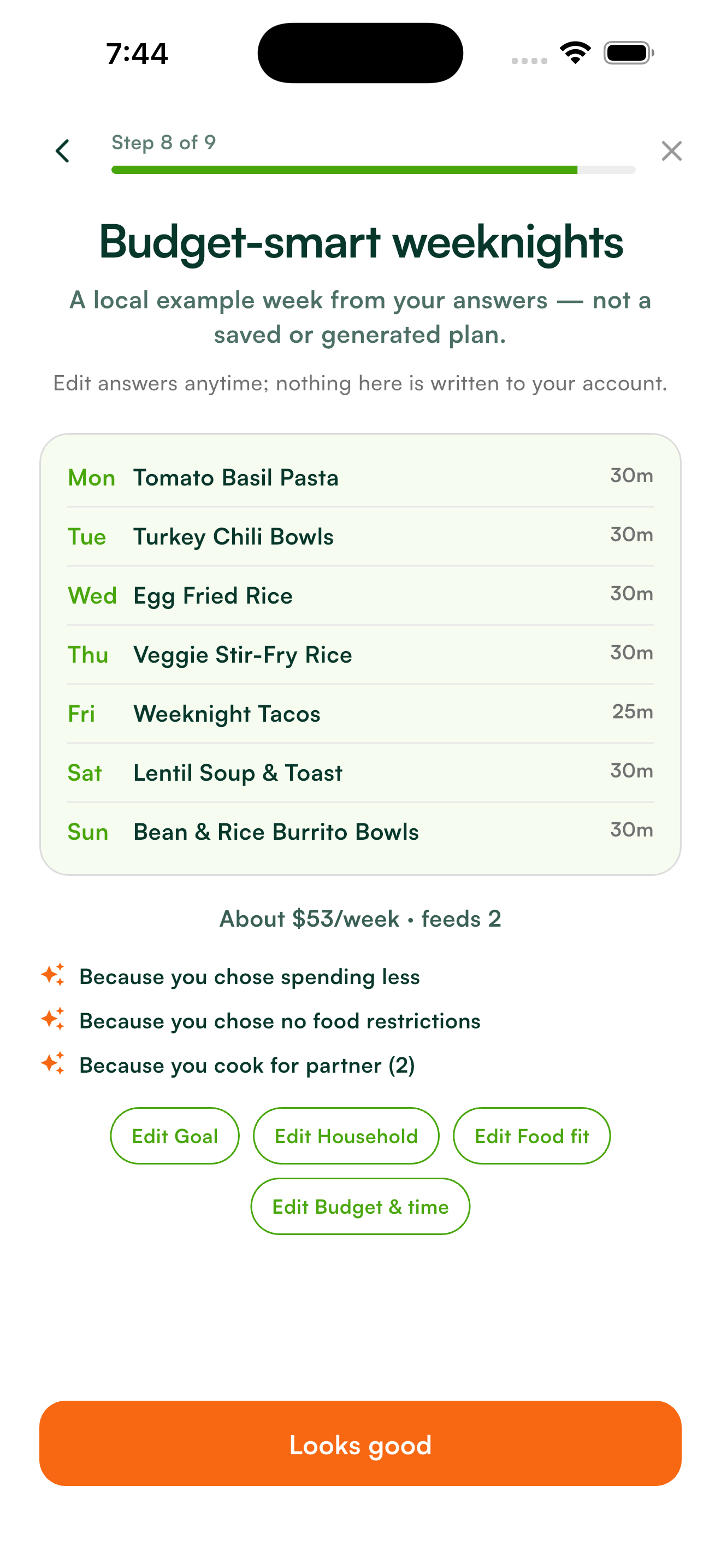 Tasteful weekly meal plan with a varied set of recipes