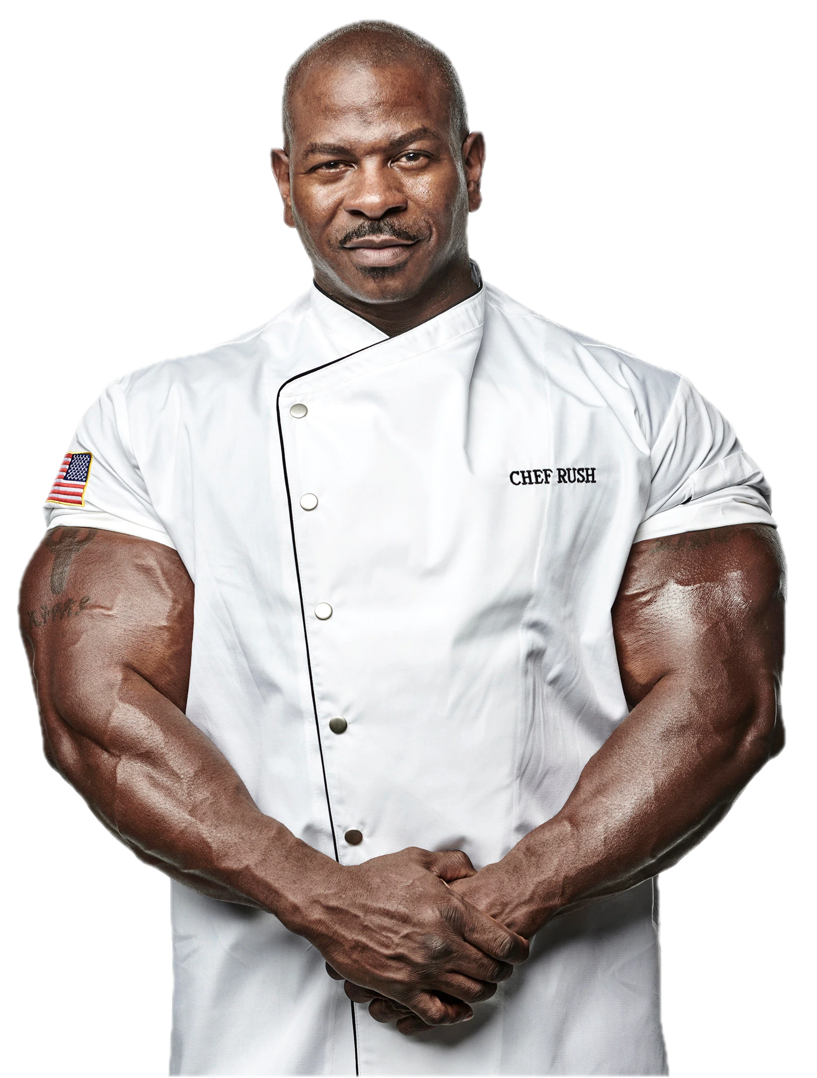 Chef Rush standing in his chef coat